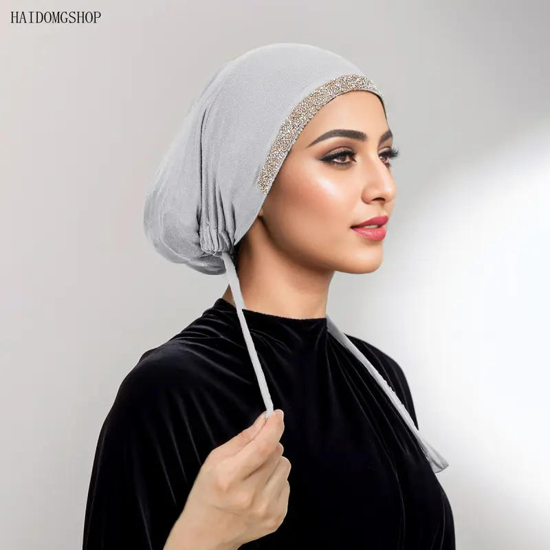 Stretchy Instant Rhinestone Hijab for Women, Modest Islamic Muslim Head Wrap, Fashion Modesty Hijab Accessory, Soft All Season Headscarf for Daily Casual Outfits
