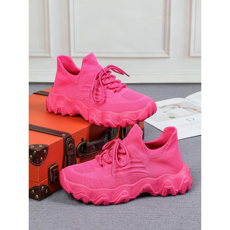 Women's Sock-Fit Lightweight Training Sneakers Zero Gravity Running Shoes for HIIT Yoga 24/7 Hustle Air-Weave Mesh Lace Up Low Top Hot Pink Sneakers