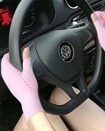 2 Pairs Copper Arthritis Gloves, Fingerless Compression Gloves for Men and Women, Pain Relief and Healing for Arthritis Hand, Carpal Tunnel, Typing and Daily Work (Black, Medium)