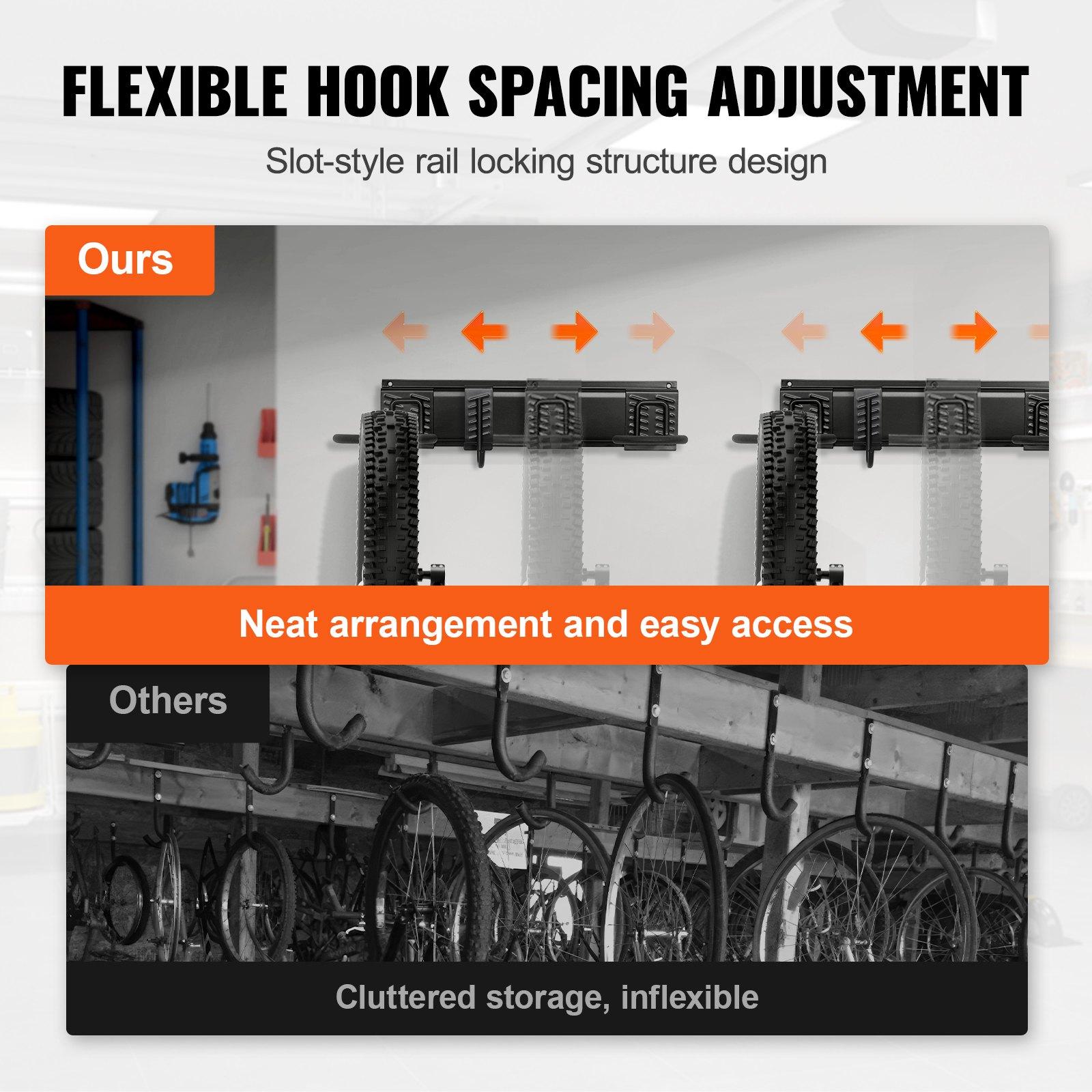 VEVOR Bike Storage Rack, 6 Bike Racks and 3 Helmets Hooks, Wall Mount ...
