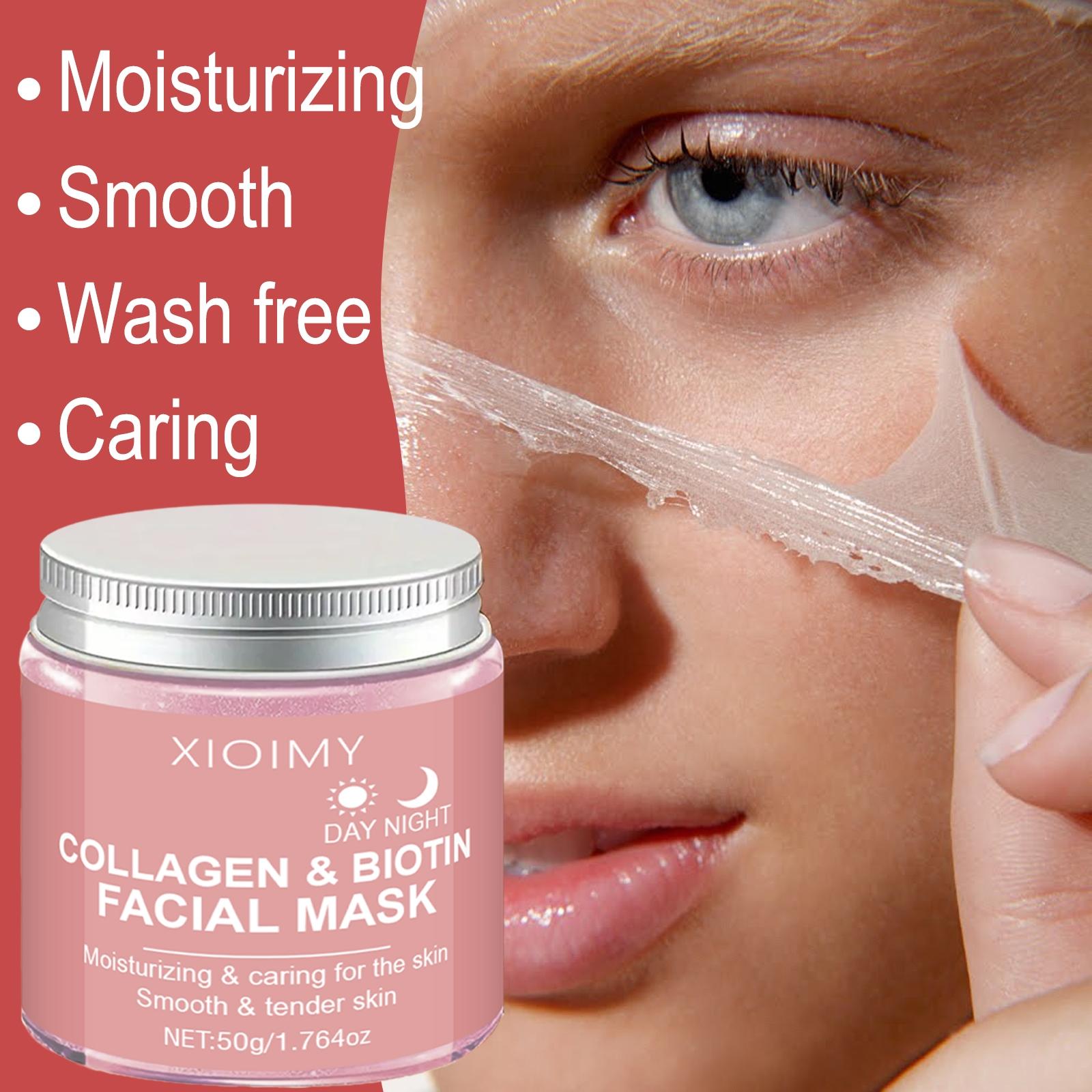 2pcs Collagen Face Mask Biotin Kojic Turmeric Night Day Mask Set, Rich in Collagen Essence, Hydrating & Smooth Skin, Adds Vitality & Glow, Moisturizing Beauty Mask, Gel Mask, Facial Mask, Collagen Masks