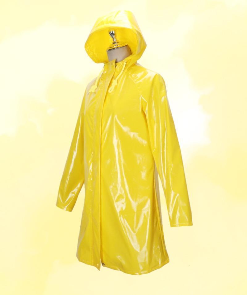 Movie Coralin Cosplay Costume Wybie COS Coat Adult Halloween Dress Up Party Yellow Raincoat Jacket Anime Cartoon Costume Wig