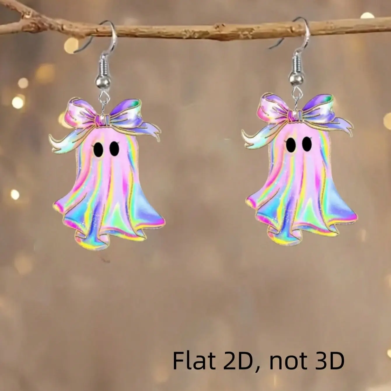Laser Butterfly Ghost Earrings, 2D Acrylic Halloween Dangle Earrings, Fun Fashion Party Jewelry, Women Girls Costume Accessories