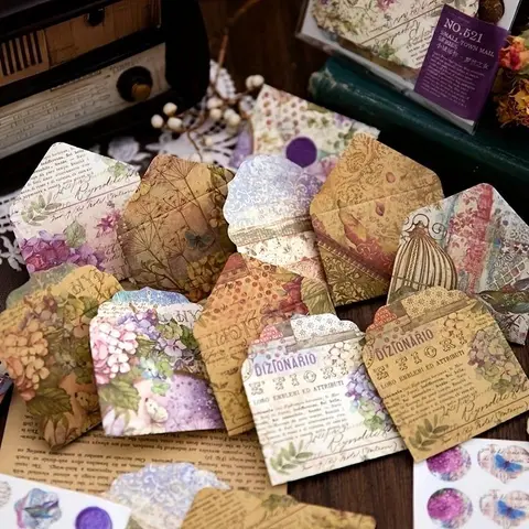 40pcs/set Vintage Themed Mini with Sealing Sticker, Unique Envelopes, Festival Handmade Envelopes & Postal Supplies, Mailing Supplies