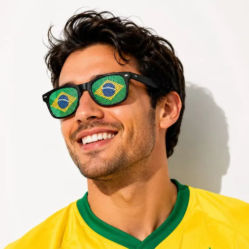 Brazilian Flag Sunglasses, Casual Novelty Football Fashion for Adult Fans - Ideal for Watch Party Events & Sports Gatherings, Accessories, Fan Wear