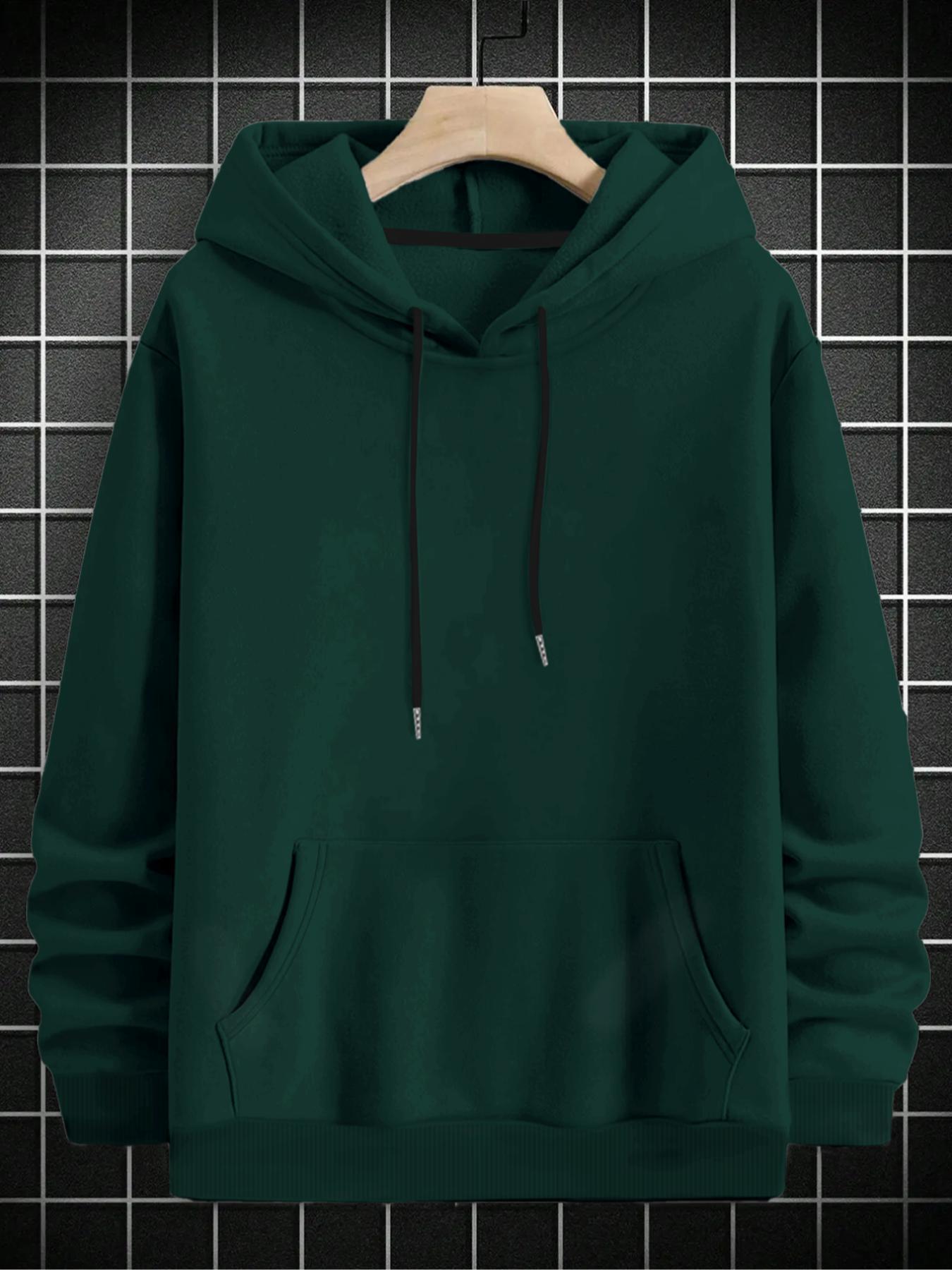 Men's Letter Print Drop Shoulder Hoodie, Fashion Casual Regular Fit Drawstring Pocket Hooded Sweatshirt for Daily Holiday Outdoor Wear, Men Clothes for Fall & Winter