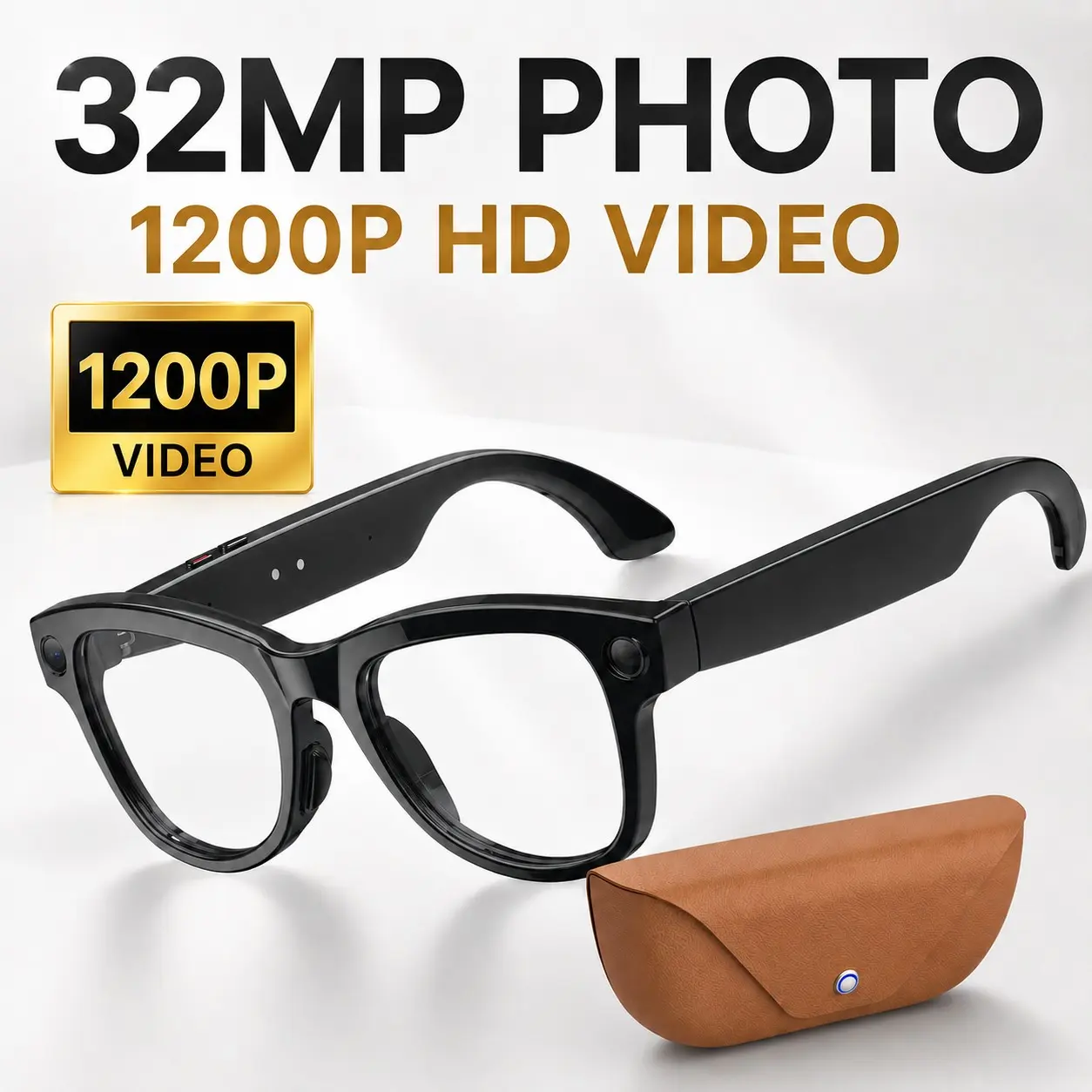AI Real-Time Translator Smart Eyewear 2026 Multi-Scenario Smart Wearable Glasses, 1200P Smooth HD Video Recorder Sunglasses with EIS Stabilization, 32MP High Definition POV Shooting, Qwen ChatGPT Dual AI Voice Wake-Up, Bluetooth 3D Sound Touch Control Cal