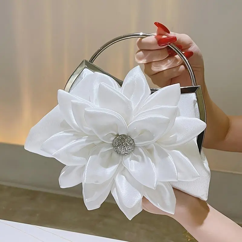 Vintage Floral Evening Handbag for Women, Elegant Floral Motif Formal Purse, Retro Top Handle Shoulder Bag for Wedding Guest Cocktail Party Evening Events