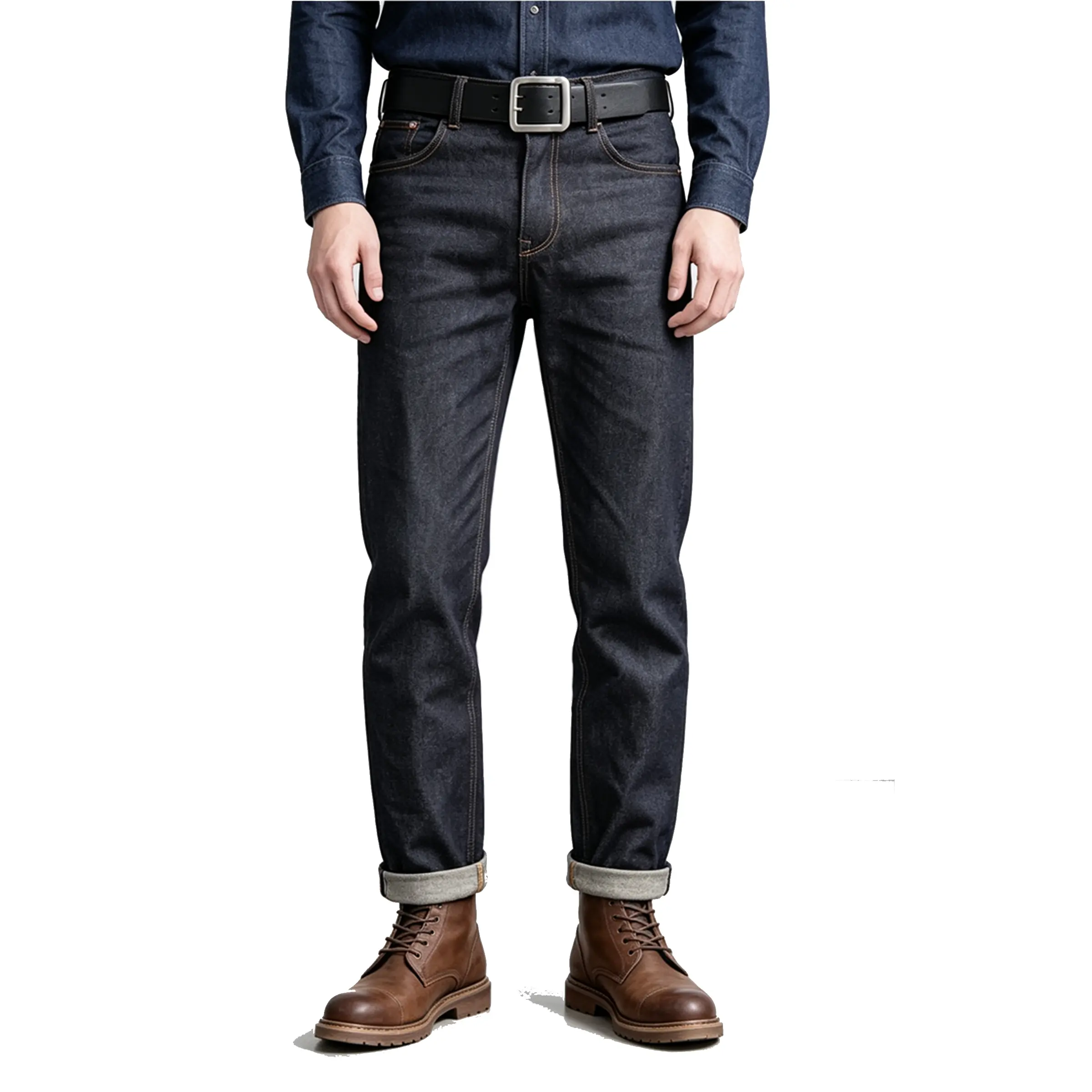 Men's Classic Fit Denim Jeans Everyday Wear American Vintage Heavyweight Raw Indigo Selvedge Jeans for Men, Rigid Unwashed Straight Leg Denim Pants, Amekaji Casual Workwear Trousers