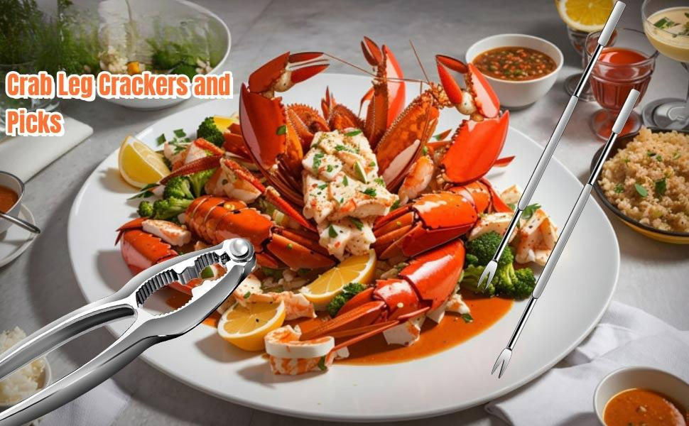 8-Piece Lobster Crackers & Picks Set, Stainless Steel Crab Leg Crackers & Forks, Seafood & Nut Cracking Tools for Dining