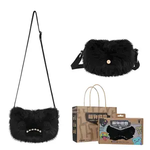Fuggler Plush Crossbody Bag, Unique Toothed Doll Mini Backpack, Versatile Shoulder Bag with Adjustable Strap, Includes Box and Paper Bag