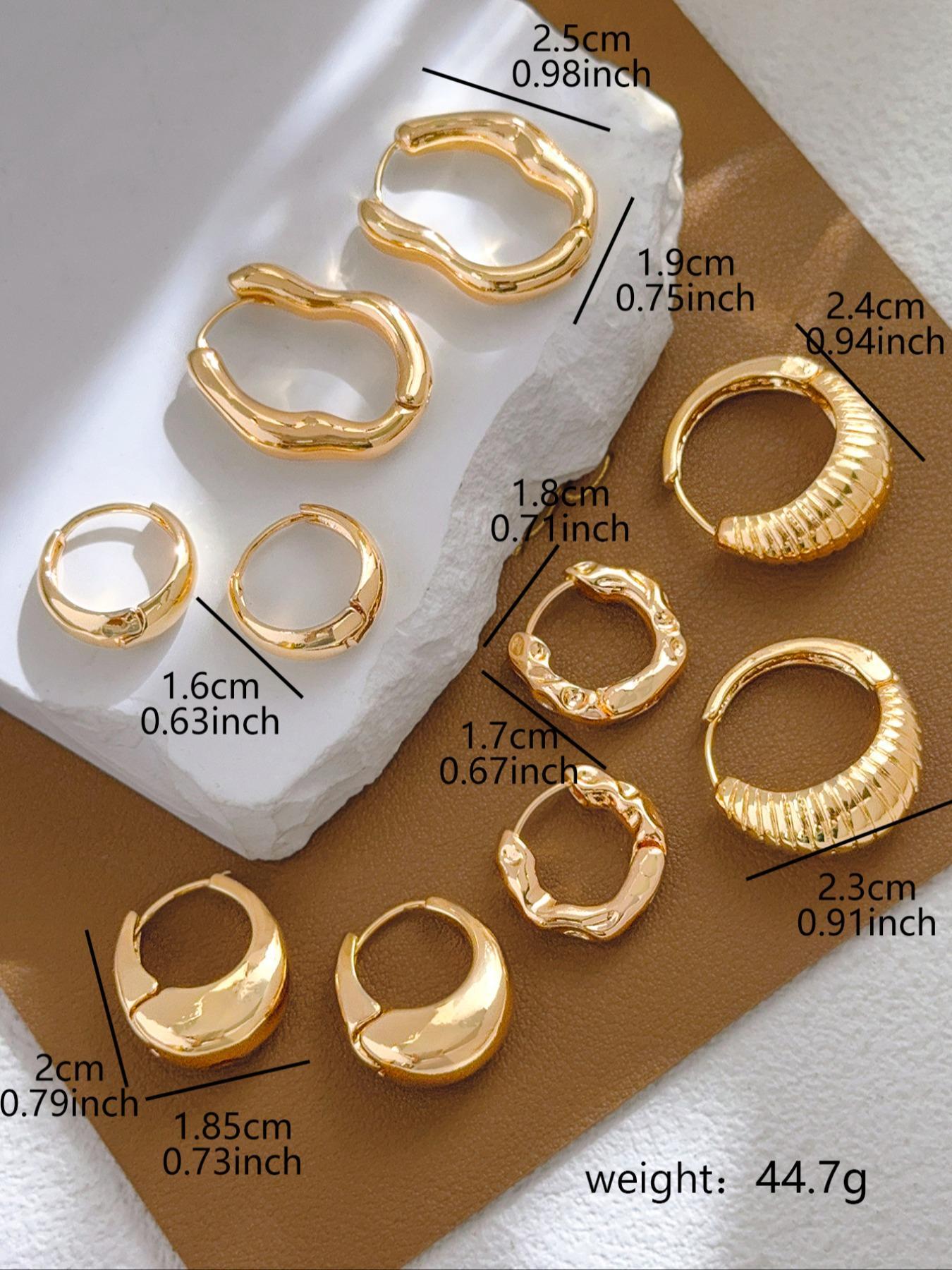 Women's Elegant irregular design Hoop Earrings, Exquisite Trendy Minimalist Hoop Earrings, Chic All-match Vintage Jewelry As Birthday Gift for Girlfriend, Hoop Earring Sets