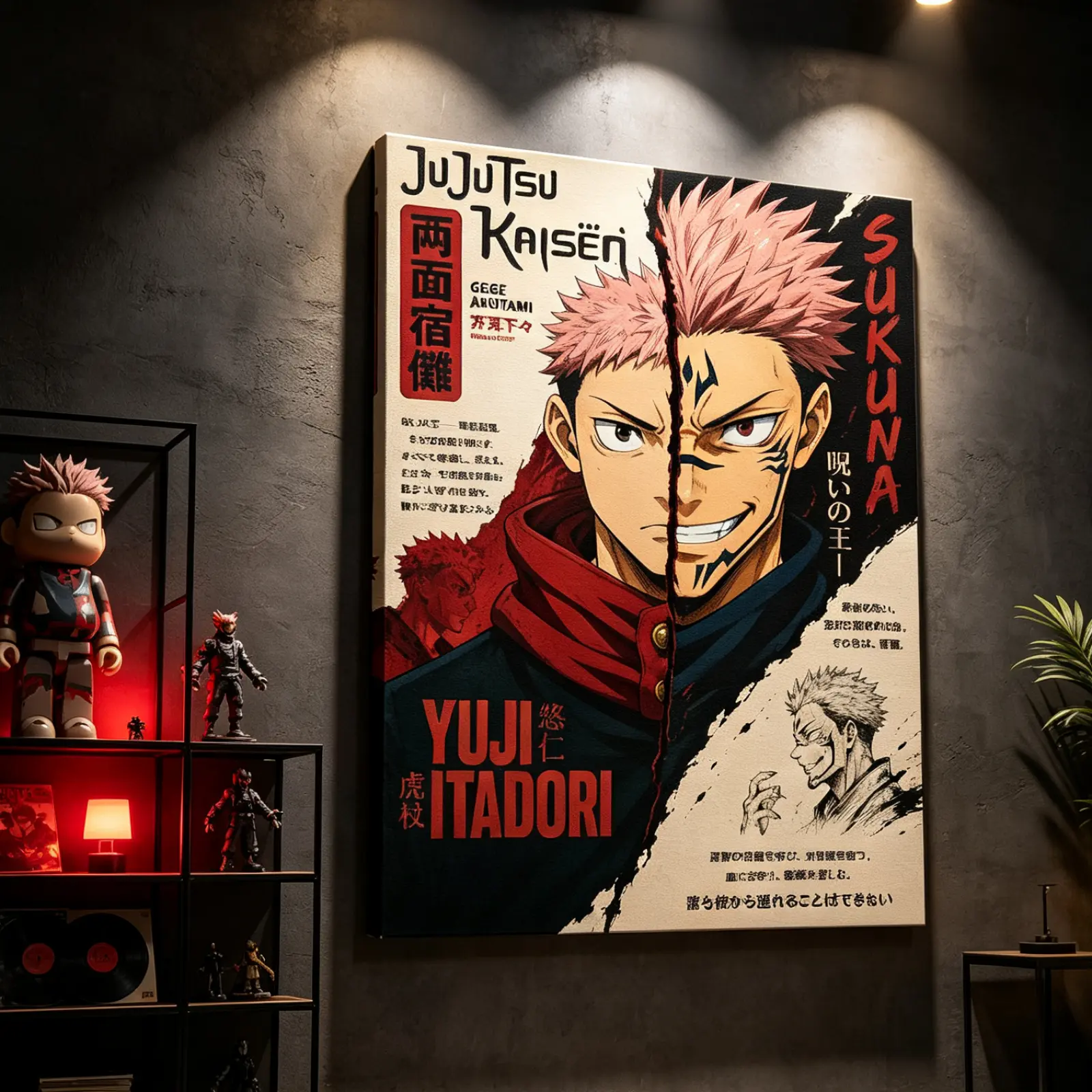 Jujutsu Kaisen Sukuna & Yuji Itadori Waterproof Durable Canvas Prints, Vibrant Fade-Resistant Anime Manga Cover Wall Art, Unframed Poster Decor for Bedroom, Collectible Gift for JJK Fans