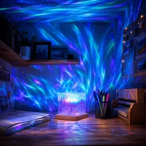 16-Color Magical Aurora Cube Mood Lamp with Remote Control, Dynamic Wave Effect - Indoor Ambient Lighting for Home Spa, Calming LED Desk Lamp for Bathroom Decor rechargeable decorative atmosphere Adjustable Electric Candle