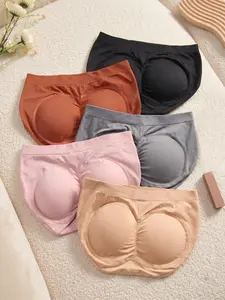 Women's Solid Color Butt Lifter Briefs, with Inserts and Pads, Shaping Triangle Panty, Comfortable Fit for Daily Casual Wear
