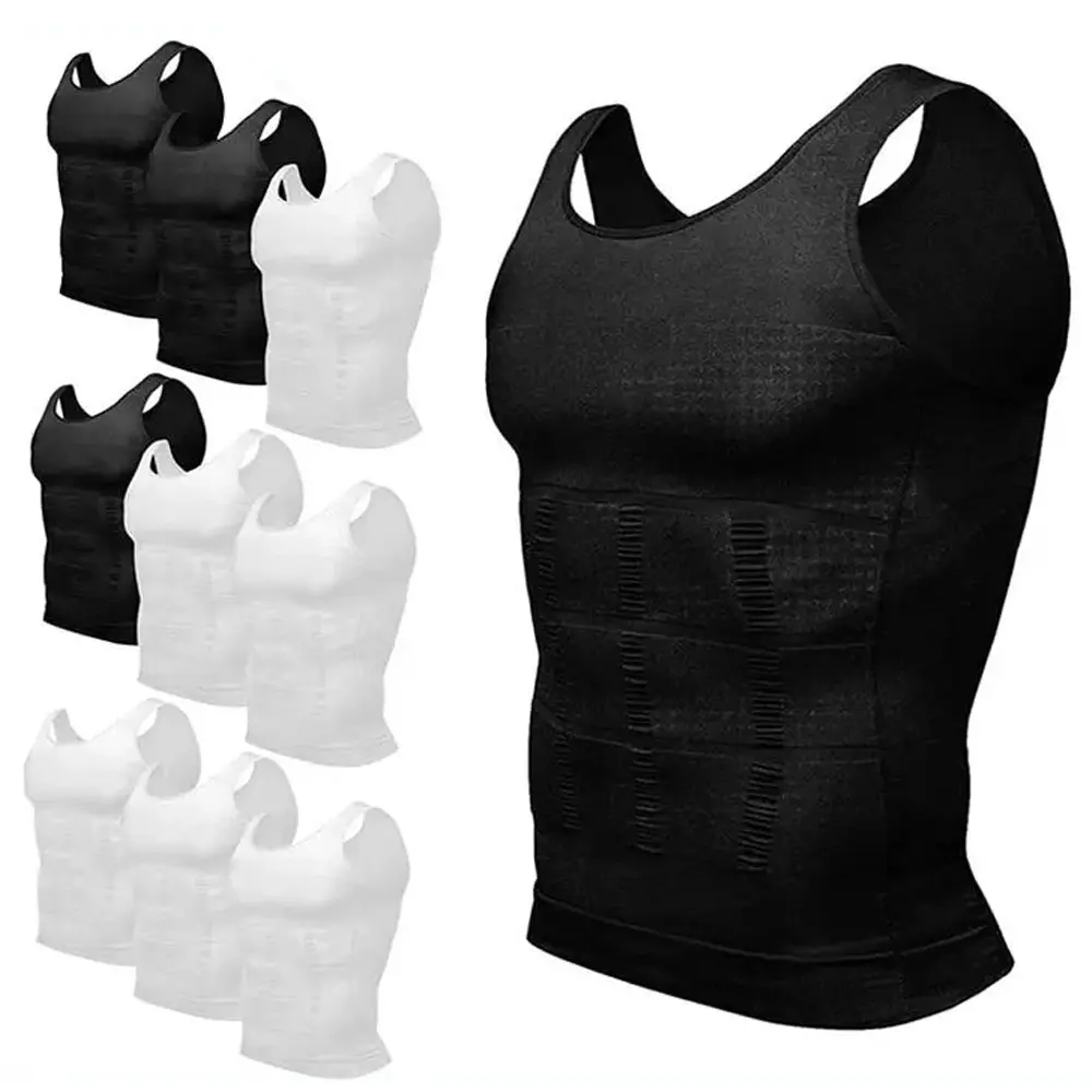 1/2 PACK Men's Sleeveless Solid Compression Fit Fitness Vest Shirt, Athletic Training Apparel Gym Activewear Body Shaper