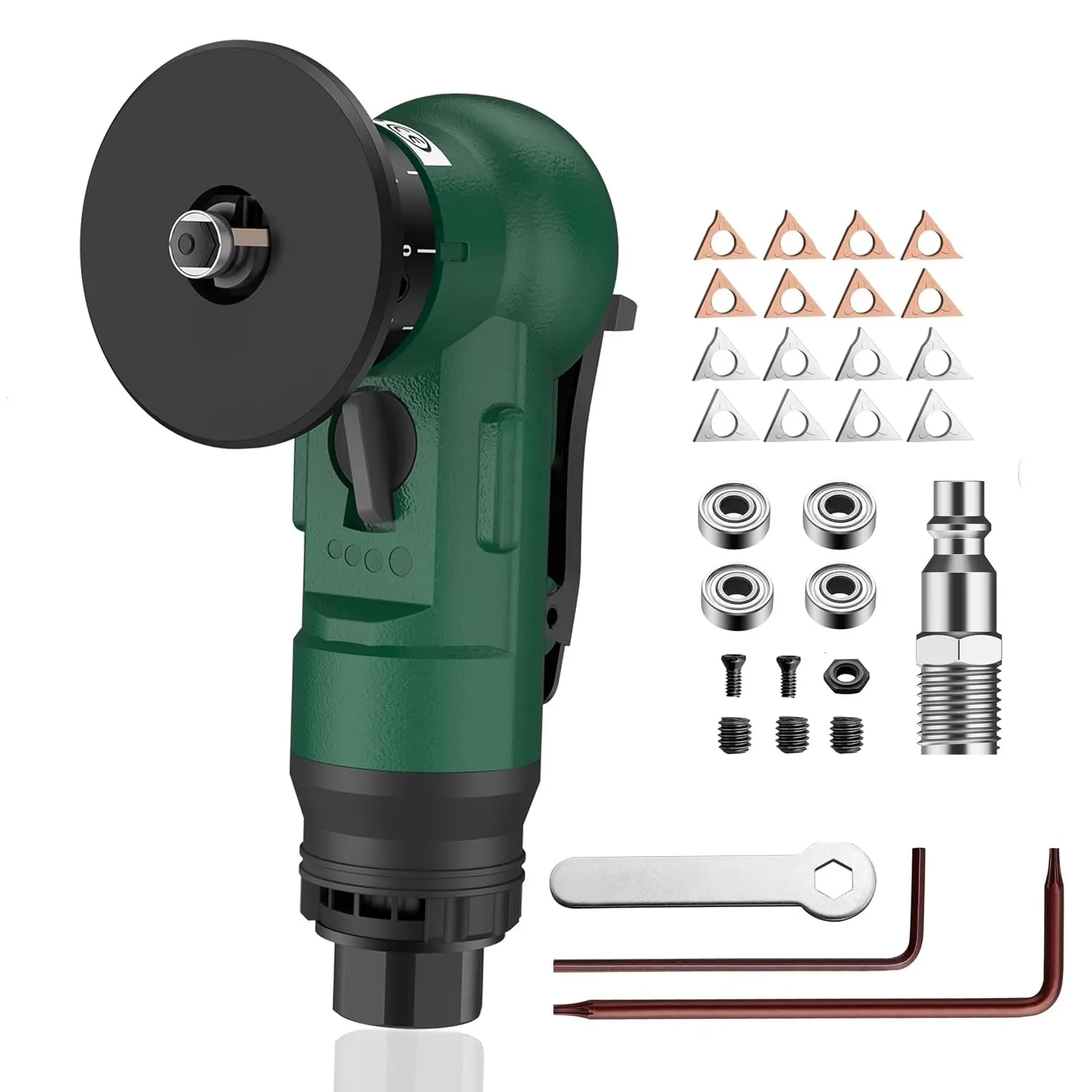 Mini Pneumatic Chamfering Tool – 16 count C&R-angle  Straight 45° Arc Beveling,Metal Air Chamfer 30000 RPM, Deburring for Copper,,Steel,,,1/4" Inlet,Precision,Quieter