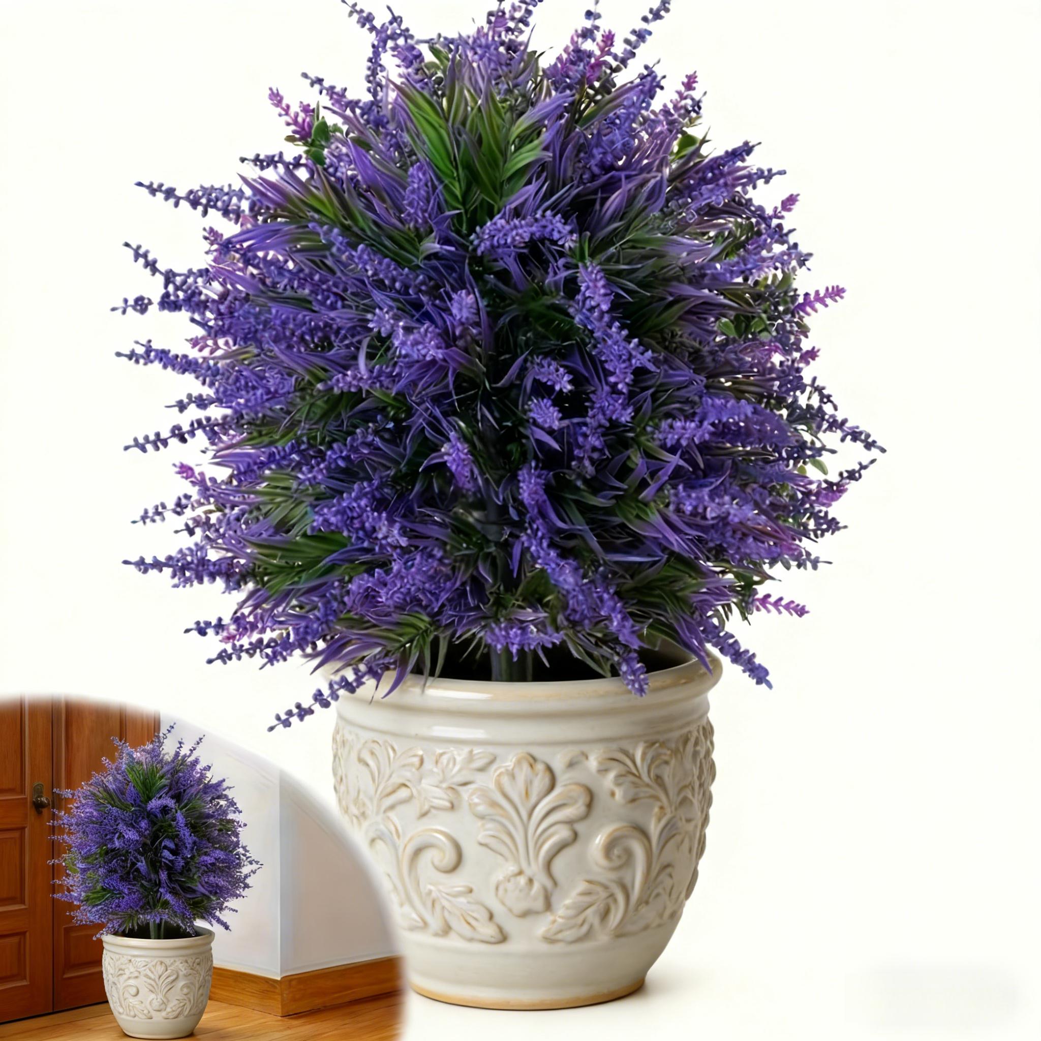 Artificial Flowers for Outdoor Indoor Garden Home Decoration, Plastic Faux Flowers, Faux Flower Daisy with Eucalyptus Leaves Fake Plants Greenery Porch Patio