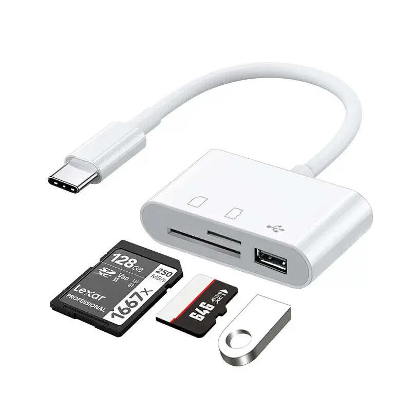 3-in-1 Card Reader Adapter Type C To SD TF Memory Card Reader USB Type C OTG Converter For Huawei Samsung Xiomi Phone Tablet, Sd Card