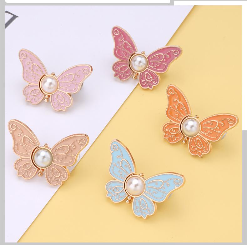 (Gift) Butterfly Pearl Waist Buckle No Nails No Sewing Detachable Metal Button Jeans Waist Reducer Waist Tightening Tool