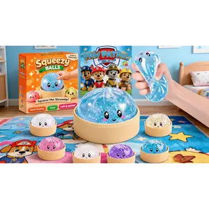 Glitter White Dumpling Squishy with Steamer Box, Cute Bao Shaped Stress Squeeze Ball, Soft Sensory Fidget Toy for Stress Relief, Gift for Kids, Teens & AdultsSolo Hot Shop