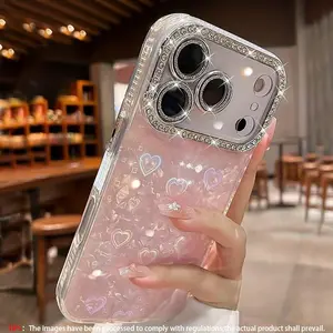 Phone case: Phone case Cover suitable for iPhone 17, 16, 15, 14, 13, 12, 11 Pro Max Plus,, drop-resistant, Protective ultra-thin shockproof semi-transparent frosted case Premium Sparkling White Diamond Surprise Gift for Women and Girls