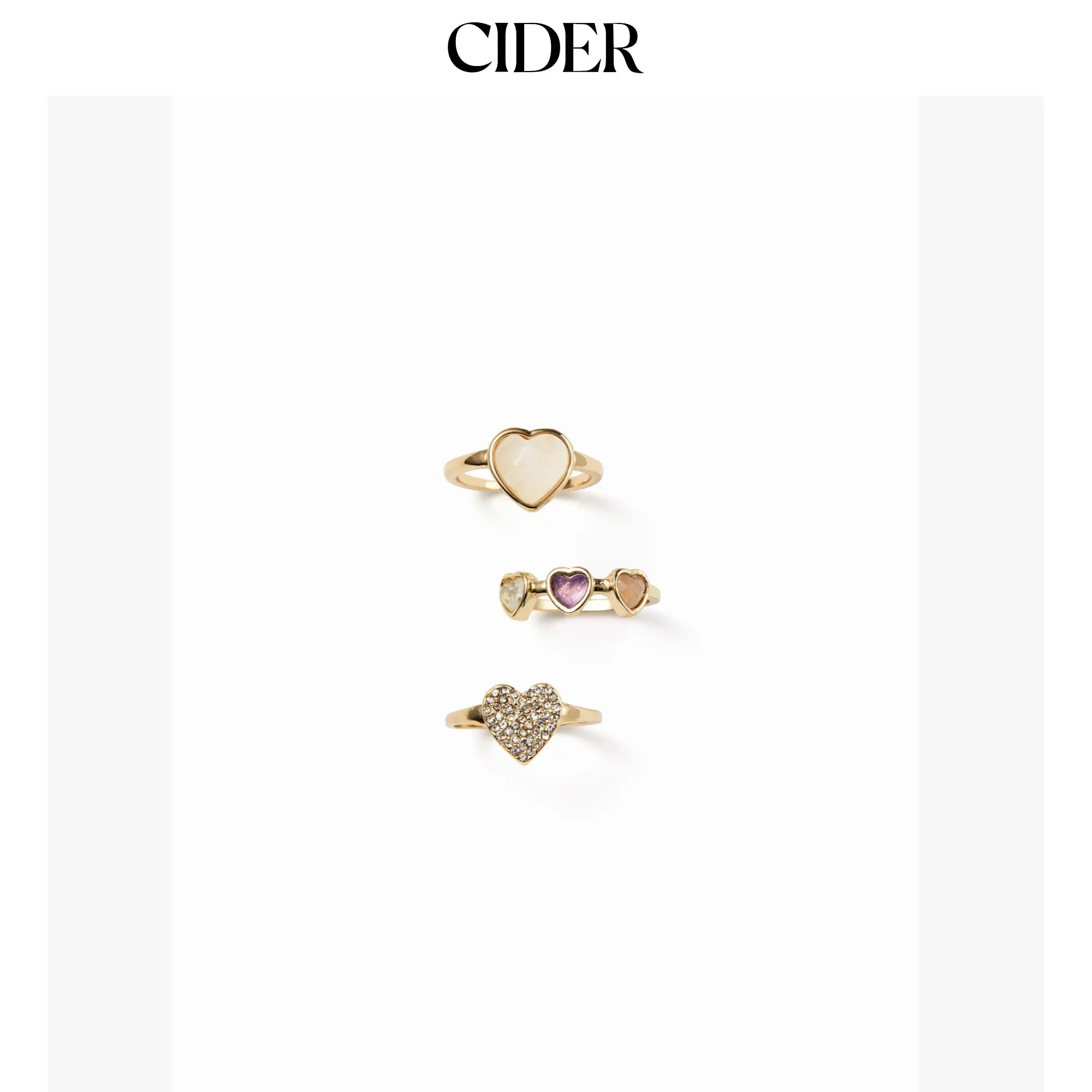 Cider 3PCS HEART RING SET