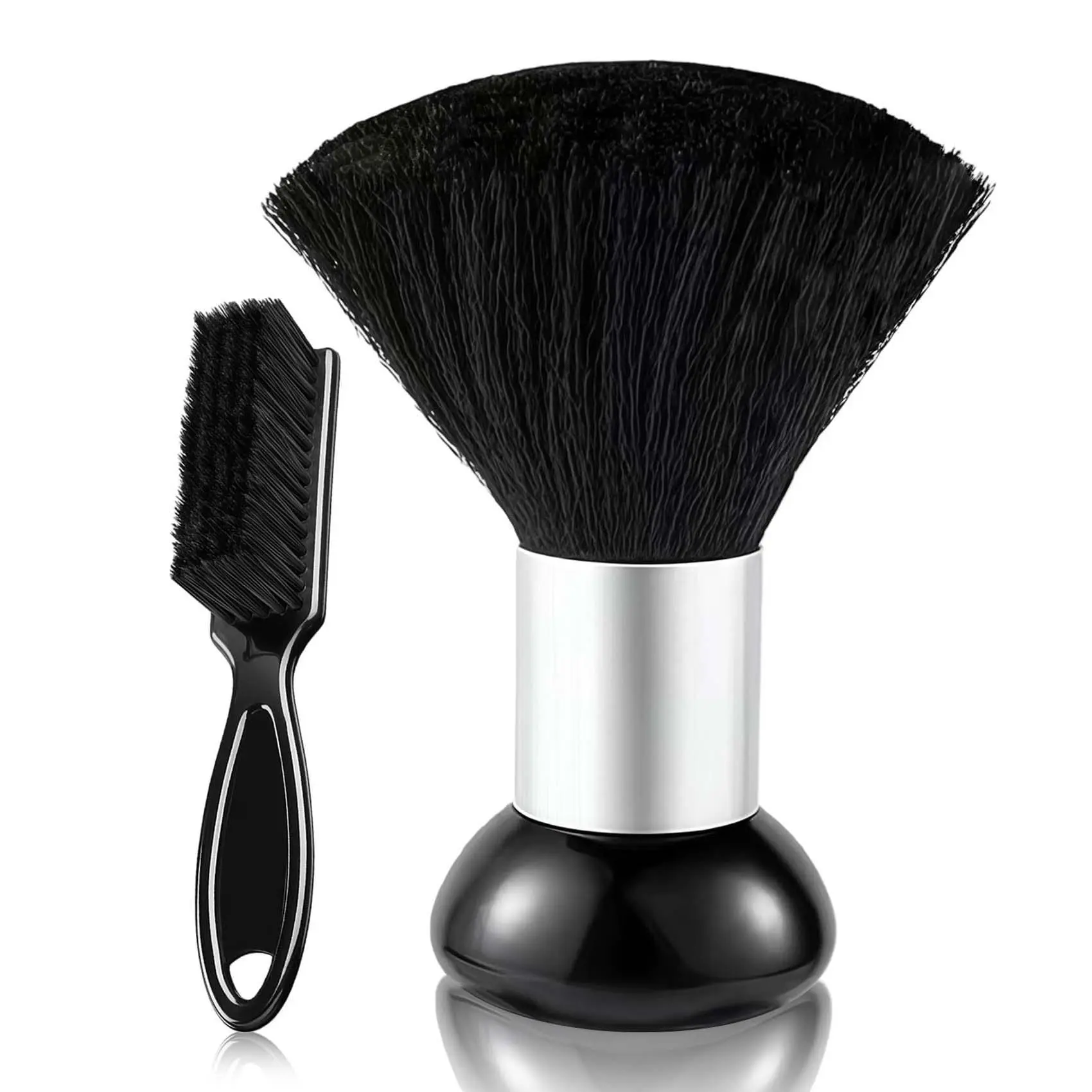 Barber 2-Pieces Accessories Set - Compact Nylon Bristle Duster, Haircutting Brush, Clipper Cleaner with Lightweight Ergonomic Handle, Portable Fit for Professional Daily Grooming