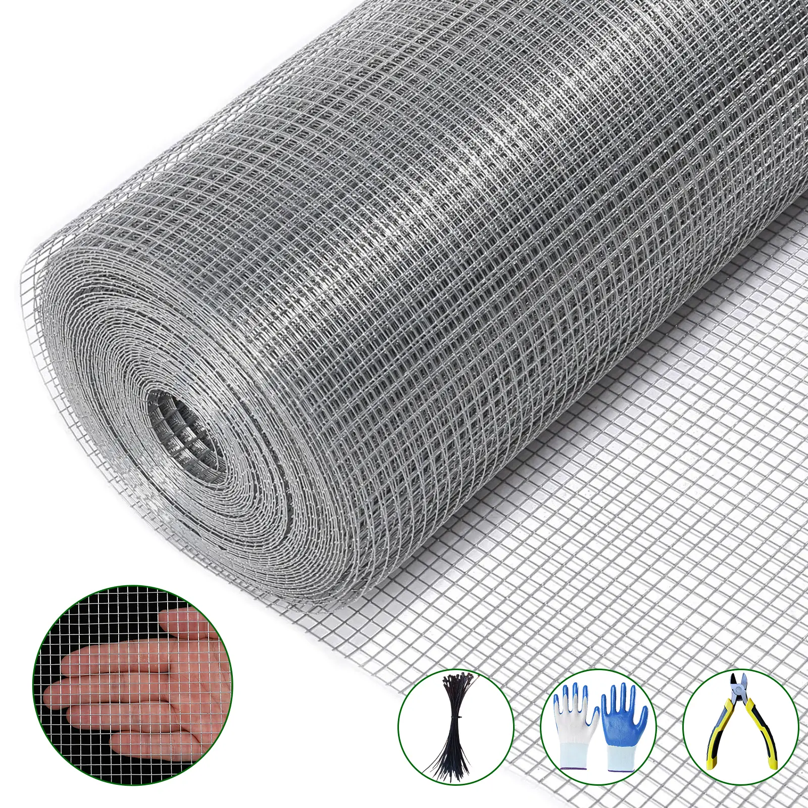 Multi-Size Galvanized Hardware Cloth – 19 & 16 Gauge Welded Wire Mesh Roll, Rustproof Garden Fence for Chicken, Rabbit, Snake, Poultry & Plant Protection