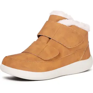 Hsyooes Diabetic Boots for Men Wide Width Winter Snow Boots Adjustable Straps Anti-slip Water Resistant Winter Shoes Warm Fur Lining Diabetic