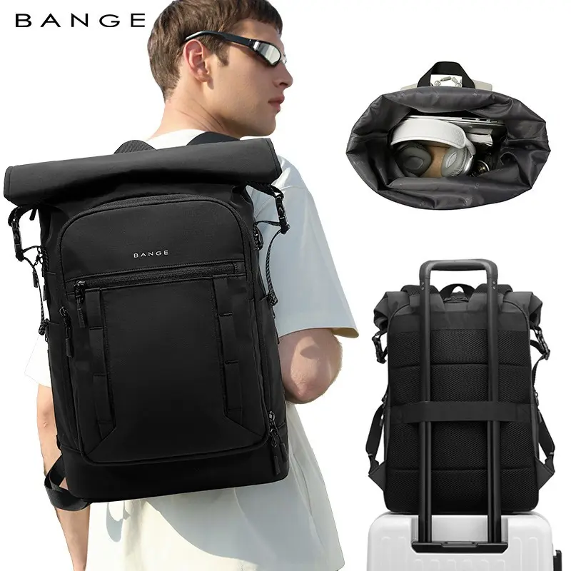 BANGE New Casual Student Backpack Backpack Men's and Women's Casual Computer Bag Large Capacity Lightweight Roll-up Backpack School Laptop Backpack