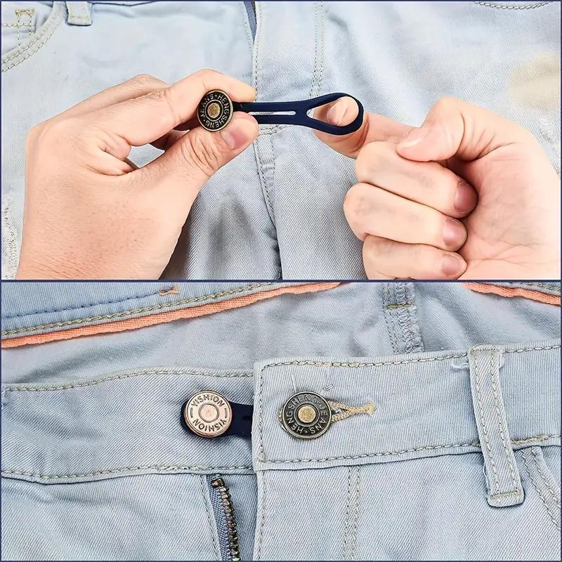 Random Style Button Extender for Pants, 4 Counts Adjustable Waist Button, Retractable Waistband Extender, No Sew Buttons, Easy To Use and No Tools Required, Sewing Accessories