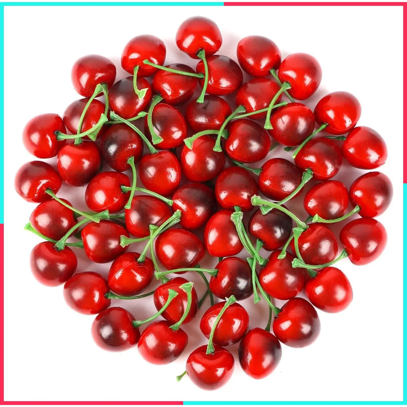 50pcs Artificial Cherries, Lifelike Fake Fruit Simulation Decor for Home Decoration, Photo Prop & Craft Supply