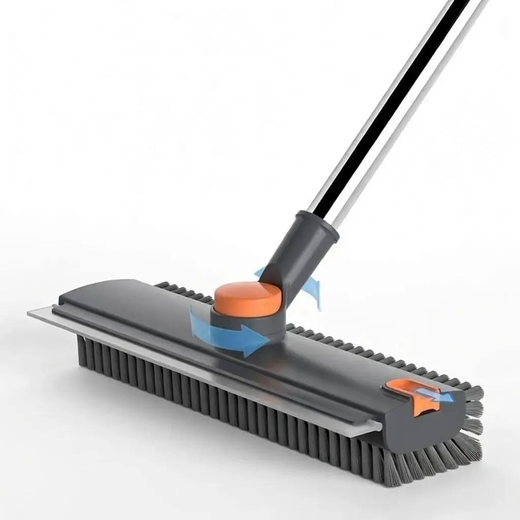3-in-1 Adjustable Household Floor Scrub Brush with Long Handle - Stiff Bristles Multi-Use 3-in-1 Tool for Cleaning Surfaces, Shower, Patio Cleaning