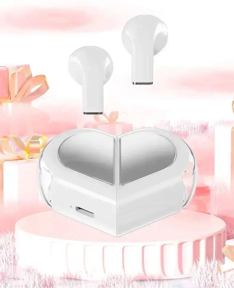 NEW Wireless Earbuds Stereo Earphone Rotatable Love Heart Shaped Charging Case Low Latency Headphones For Phone Tablet Deep Bass audio music video small ear tws in-ear