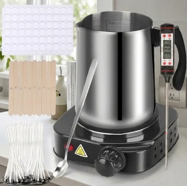 DIY Candle Making Kit with 500W Electric Melter Stove, 900ml Wax Pouring Pot & Digital Thermometer, Complete Starter Set for Adults & Beginners
