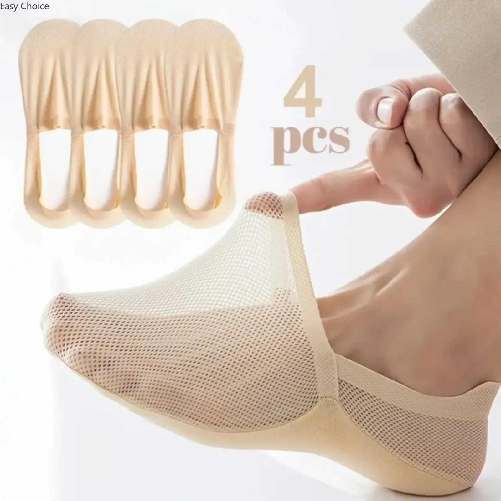 4-Pack Women’s Invisible No Show Low Cut Liner Socks, Non-Slip Breathable Hidden Foot Liners, Comfort Lightweight Daily Essential Socks Designed for Sneakers, Loafers, Flats & All Casual Footwear
