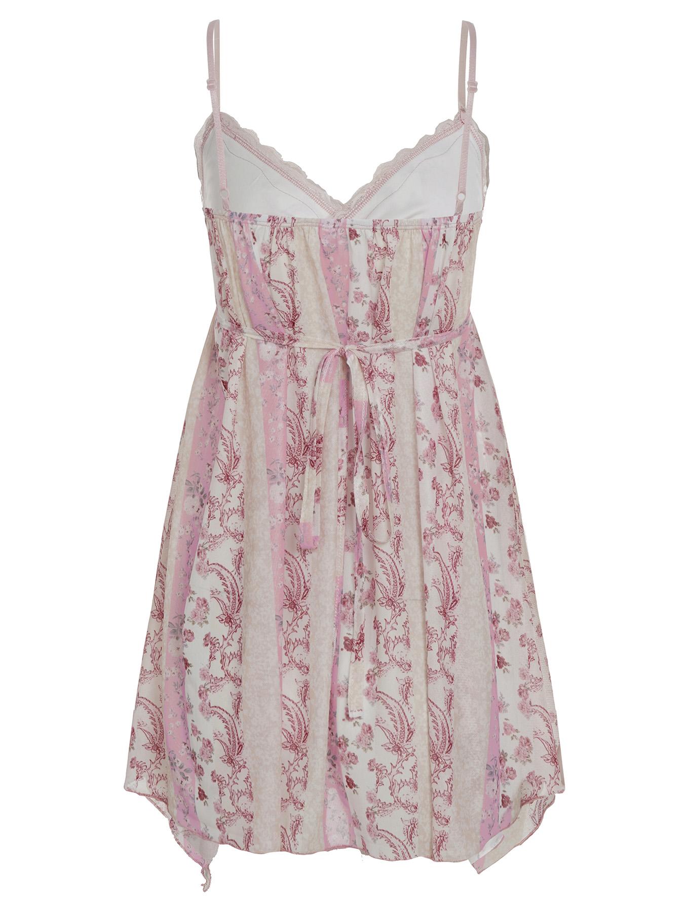 Women's Y2K Style Aesthetic Summer Tank Top, Loose-Fit Lace Cami Vest, Vintage Print Design, Comfortable & Breathable Fabric, Perfect for Casual Wear