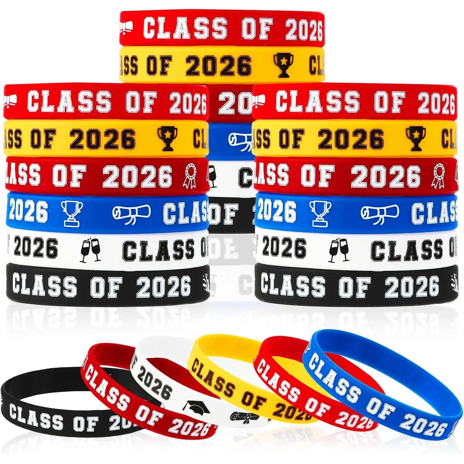 Class of 2026 Rubber Bracelets, Graduation Party Favors & Graduation Gifts Bulk, Graduation Bracelets Class of 2026,  Graduation Wristbands Bracelets Graduation Accessories Gifts Decorations