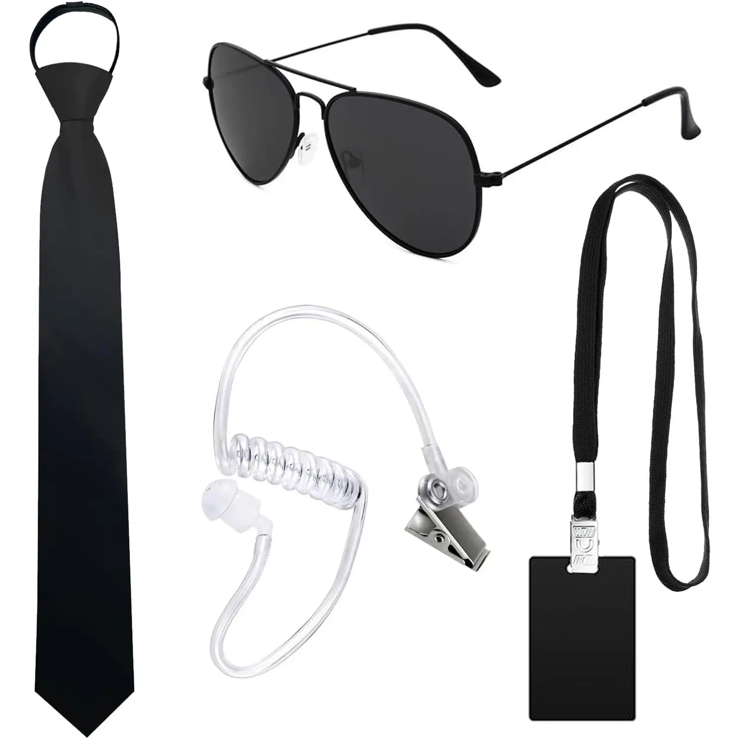 4 count Agent Costume Accessories Spy  Agent  Guard Costume Accessory Earpiece Glasses Halloween  Party