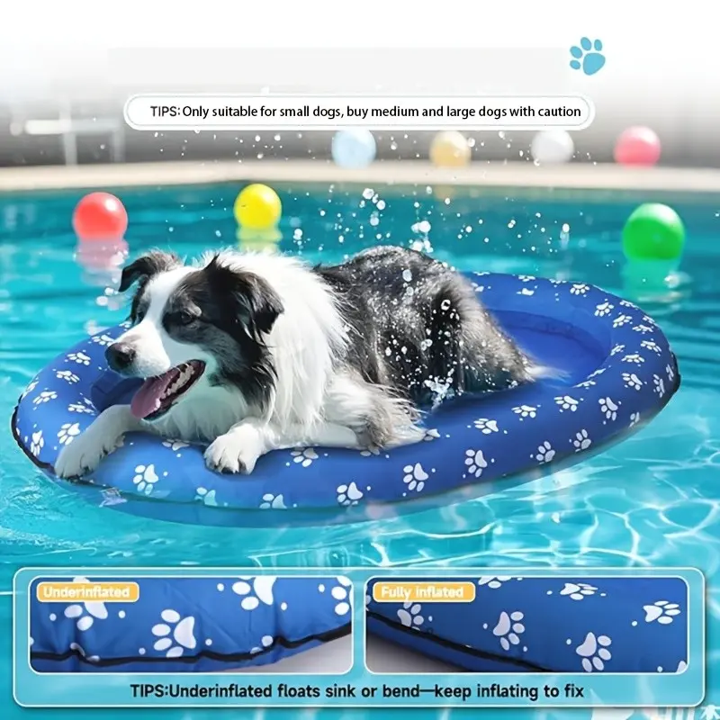 Inflatable Pet Float Mat, Foldable Dog Cooling Float Bed, PVC Inflatable Pool Float Pad, Pet Swimming Aid, Pet Accessories