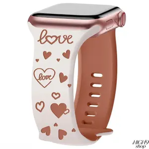 2026 3D Heart Laser Engraved Silicone Smartwatch Strap, Breathable Sweatproof Sports Replacement Wristband With Universal Sizes, Soft Skin-friendly Fashion Accessory Ideal For Daily Training, Outdoor Sports And Casual Daily Matching For Men And Women, Onl