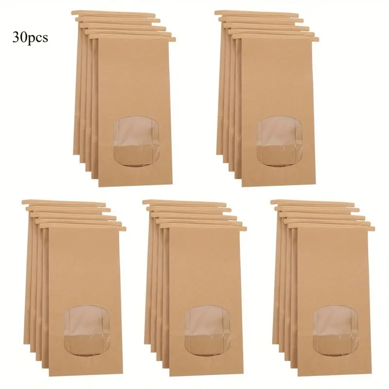 30 pcs brown paper bag with observation window-6.69x3.54x2.36 inches, very suitable for gift packaging and small package, durable fashion design, gift packaging supplies | simple design | solid structure, gift bags, party gifts.