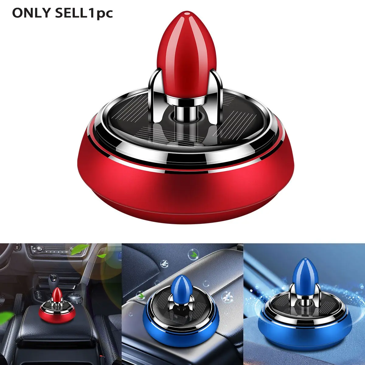 Solar Powered Rocket Model Air Freshener, Rotating Light Sensor Scent Diffuser, Car Room Desk Decor, Solar Energy, Light-Activated Rotation, Car Fragrance Diffuser