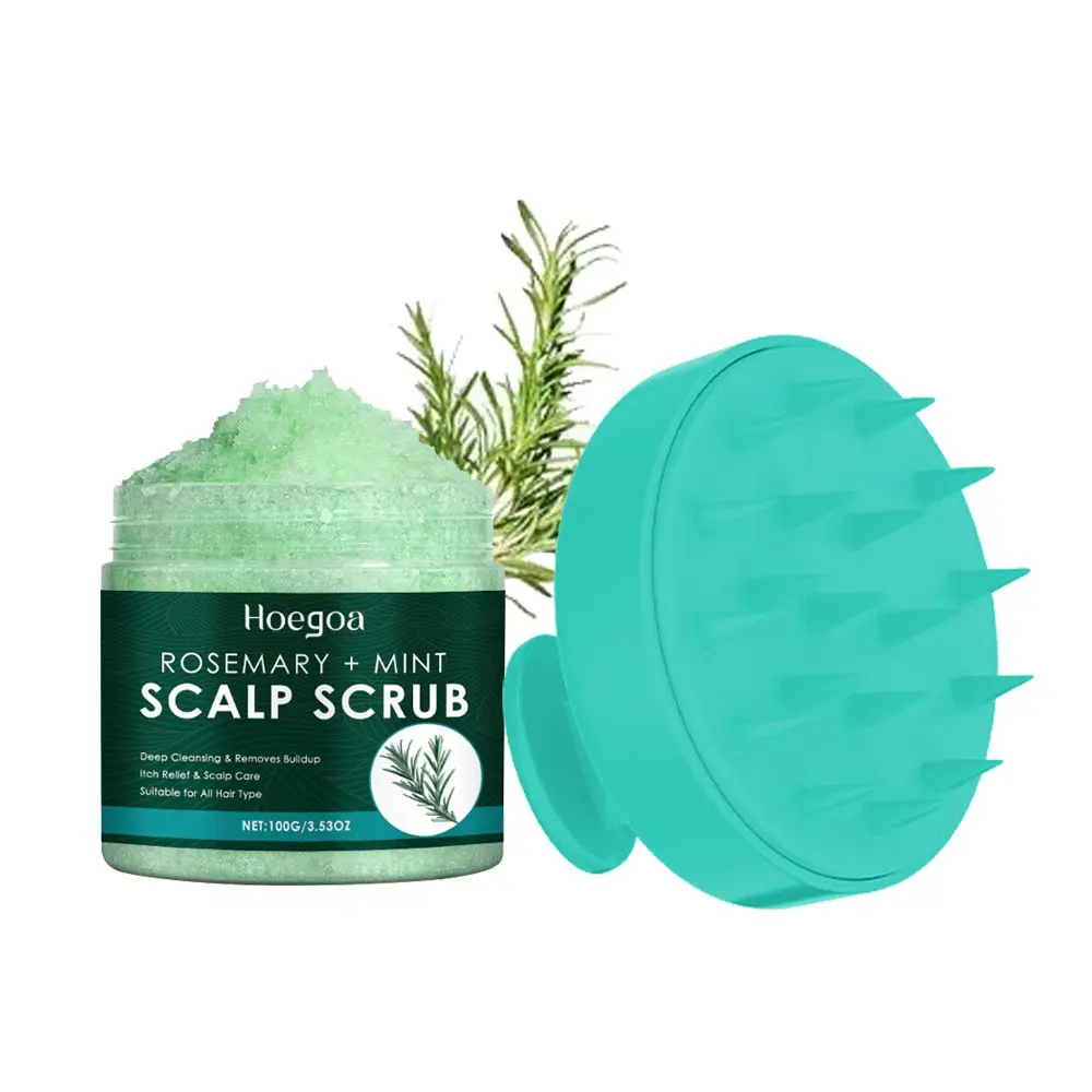 2 in 1 Rosemary Scalp Scrub & Massage Comb Dandruff Comb, 2pcs/set Oil Control Scalp Exfoliating Cleanser Cleansing Scrub & Comb, Moisturizing Hair Care Product for Women & Men