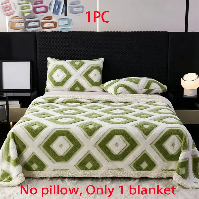 New Geometric Cutout Lamb Fleece Blanket, Thick Soft Comfortable Skin-Friendly, Ideal for Bedroom Living Room Office Nap Sofa