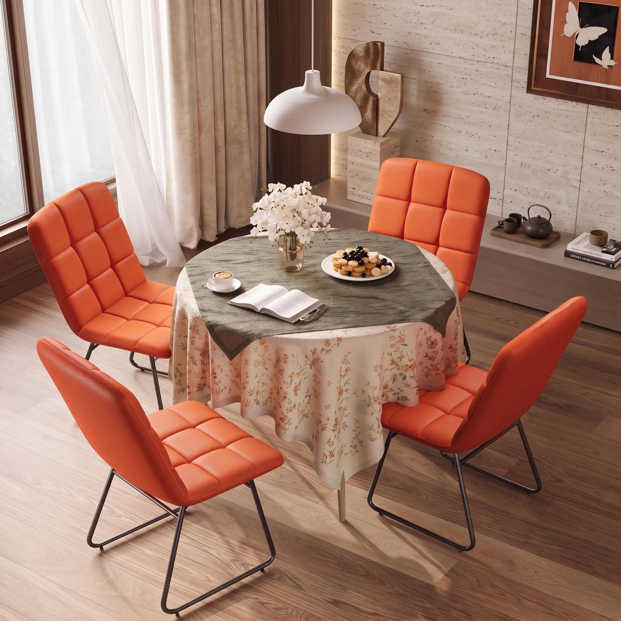 Comfortable & Stylish Faux Leather Dining Chairs Set of 4 – Ergonomic Padded Seat – Modern Dining Room & Kitchen Furniture – Durable Metal Legs Premium Choice