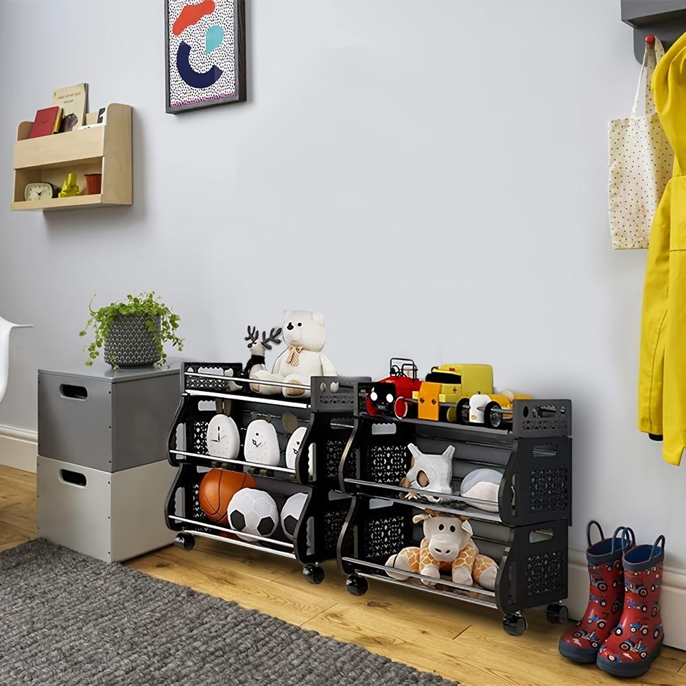 3 Tier Stackable Storage Baskets for Kitchen, Fruit Vegetable Organizer Cart with Wheels, Multi-functional Storage Basket Stand Utility Rack for Pantry, Produce, Onion, Potato