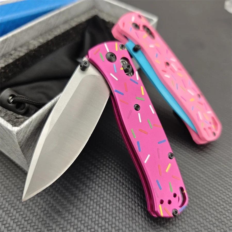 BM Bugout 535 Donut Pink Handle Manual Open Pocket Folding Knives EDC Outdoor Camping Hunting Multifunctional Hand Tools