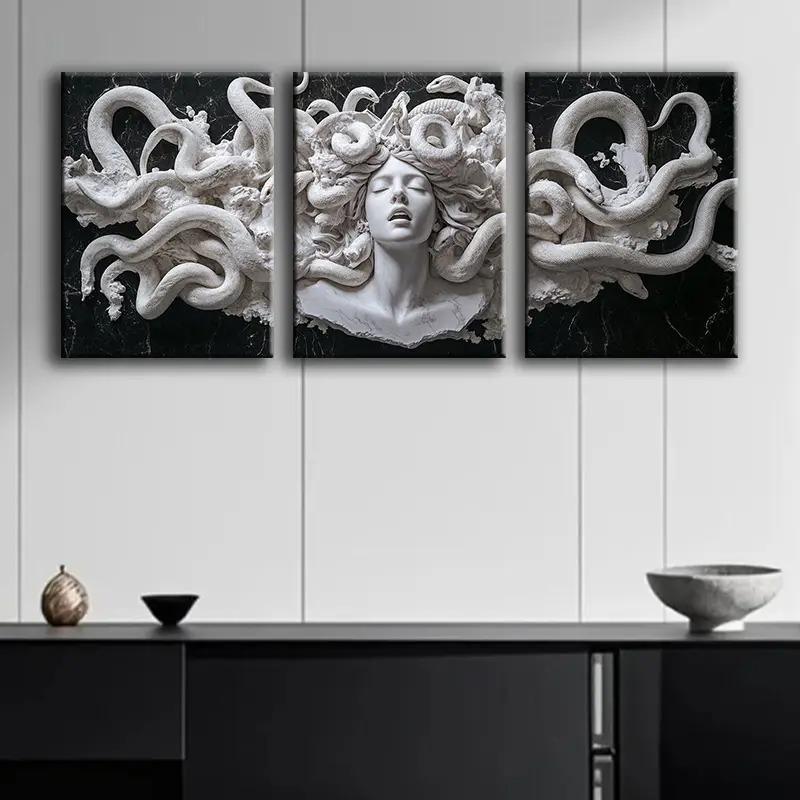 Queen Medusa Bust Canvas Painting without Frame, 3 Counts/set Modern Wall Art, Wall Decor for Home Living Room Bedroom Office, Poster